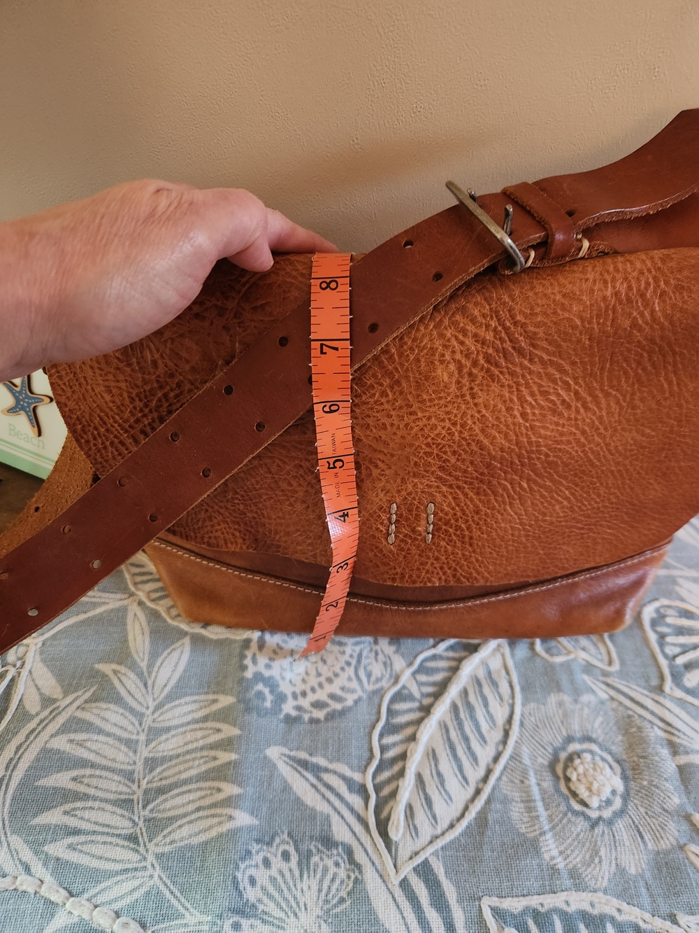 1203 Mano Fece Brown Leather Crossbody Bag - Picture 7 of 7